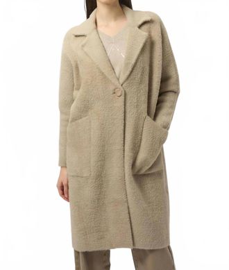 Joseph Ribkoff Notched Collar Long Sleeves Faux Fur Coat In Fawn