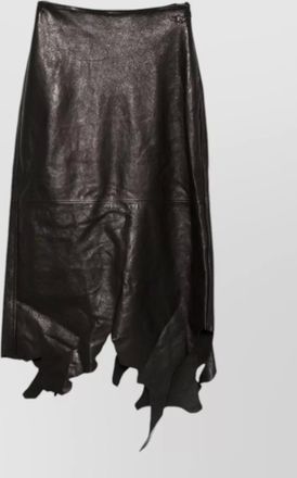 Diesel high waist asymmetric midi leather silk skirt