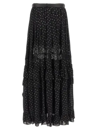 Self Portrait Metallic Fil Coup&eacute; Lace Skirt - Black