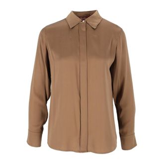 Max Mara Xero overhemd - Dames - Blouses & Shirts - Bruin - Maat: XS Zijde