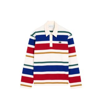 Ami Striped Cotton Polo With Ami Patch