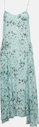 AllSaints Blue Abstract Print Crepe Eli Yermo Midi Dress
