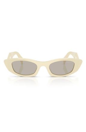 Prada 52mm Oval Sunglasses in White Milk /Light Brown at Nordstrom