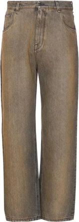 Fendi Jeans Lunghi - Heren - Regular Fit Jeans - Bruin - W33 - Leer - Jeans