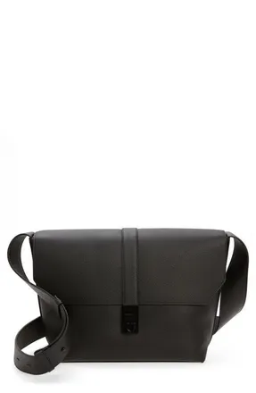 Ferragamo Twins Leather Messenger Bag in Nero at Nordstrom
