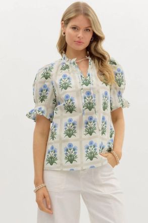 Entro Flower Plaid Top In Multi