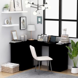 vidaXL Escritorio De Esquina Madera Contrachapada Negro 145x100x76 Cm Vidaxl
