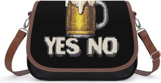 Generic Beer Yes No Womens Crossbody Bag Fashion Shoulder Handbags Message Tote Bag with Adjustable Strap