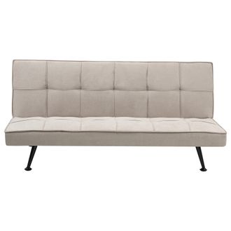 Beliani Sof&aacute; Cama Moderno De Tela De Poli&eacute;ster Sin Reposabrazos Reclinable Convertible De Madera Maciza Beige Hasle