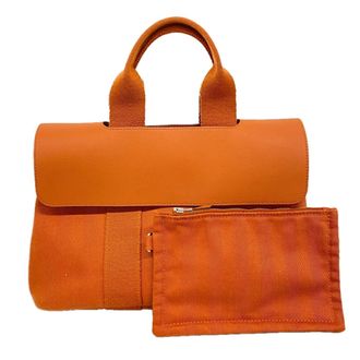 Herm&egrave;s Orange Toile Chevron Tote Bag (Pre-Owned)