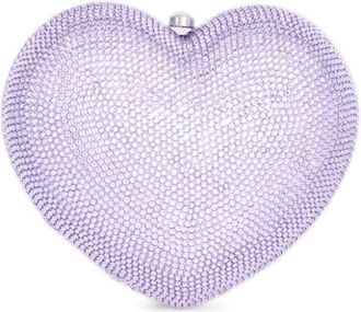 Judith Leiber LAmour Petit Coeur crystal-embellished heart-shaped clucth bag - women - Fabric/Crystal - OS - Purple