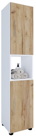 ebuy24 Gabinete De Ba&ntilde;o De Madera Vcm Muebles De Ba&ntilde;o Estante De Ba&ntilde;o De Soporte Gabinete Alto Dimensiones Aprox. Al. 153 X An. 31 X P. 30 Cm - Flandu (blanc