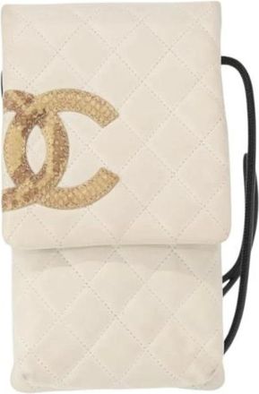 Chanel Pre-owned Cross Body Bags, female, White, Size: ONE SIZE Pre-owned Vintage Leather Cross Body Bag
