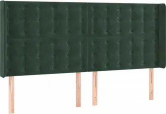vidaXL Cabecero Con Orejas De Terciopelo Verde Oscuro 203x16x118/128cm Vidaxl