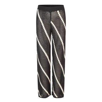 Sams&oslash;e & Sams&oslash;e Broeken, Dames, Zwart, XS, Katoen, Gestreept Gebreide Broek met Rechte Pijpen