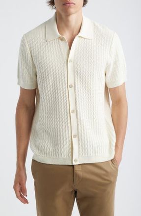 Vince Short Sleeve Cashmere & Cotton Cardigan in Blanco at Nordstrom, Size Xx-Large