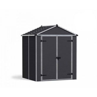 Palram Rubicon Shed 6X5 Dark, Polycarbonate, L154 x W185 x H217 cm, Dark Grey