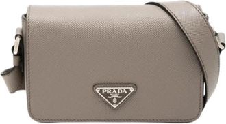Prada Pre-owned Vintage Saffiano Shoulder Bag - Dames - Vintage Schoudertas - Grijs - ONE Size - Leer - Vintage