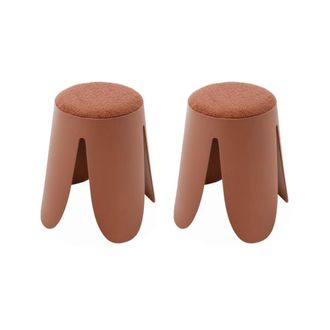 Sweeek Taburete apilable con asiento texturado, set de 2, terracotta