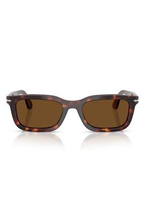 Persol Gender Inclusive 53mm Polarized Rectangle Sunglasses in Havana /Polar Brown at Nordstrom