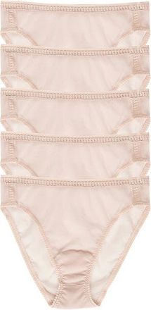 OnGossamer 5-Pack Mesh High Cut Briefs in Champagne at Nordstrom, Size X-Large