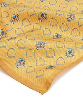 Oliver Brown Horse and Stirrup Pocket Square - Yellow