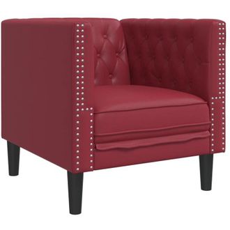 vidaXL Vidaxl - Sill&oacute;n Chesterfield De Cuero Artificial Rojo Tinto