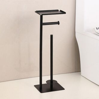 OEM Portarrollos De Papel Higi&eacute;nico Independiente Con Estante Superior, Color Negro, Dispensador De Papel Higi&eacute;nico De Pie Con 4 Rollos De Repuesto