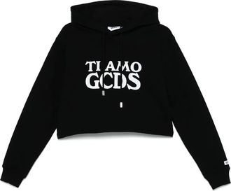 GCDS Felpa con stampa Ti Amo GCDS e cappuccio - Nero
