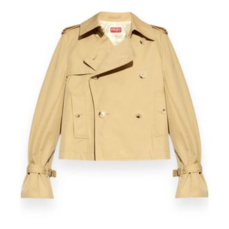 Kenzo Light Jackets, female, Beige, Size: XS Trench Crop Coat with Double Pockets