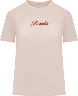 Lanvin Pink Logo Crew Neck T-Shirt