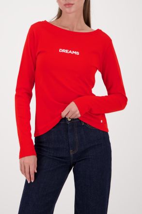 Monari Langarmshirt MONARI Shirt Dreams, Damen, Gr. 36, chilli pepper, Jersey, Obermaterial: 100% Baumwolle, unifarben, regular fit normal, U-Boot-Ausschnitt