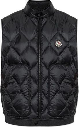 Moncler Gewatteerd Vest met Logopatch - Heren - Bodywarmers - Zwart - M - Jassen
