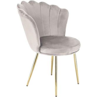 RayGar FREYA Velvet Upholstered Petal Back Scallop Accent Dining Chair - Taupe