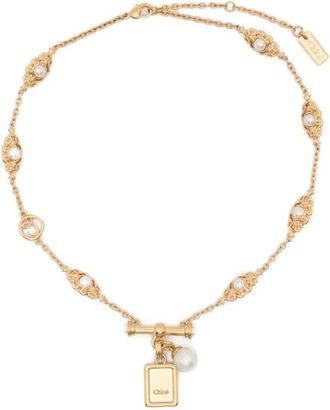 Chloé Brass & Resin Pearls Chocker Necklace