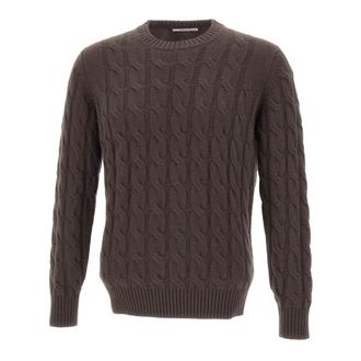 KANGRA Cashmere Knitwear, male, Brown, Size: 2XL Maxi Cable Knit Sweater