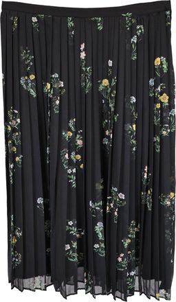 Max Mara Studio Pleated Floral Print Skirt in Black Polyester