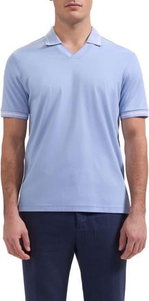 Bugatchi Pima Cotton Johnny Collar Polo in Air Blue at Nordstrom, Size Xx-Large