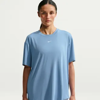 Nike Womens One Dri-FIT Short-Sleeve Top in Blue | IV4935-486