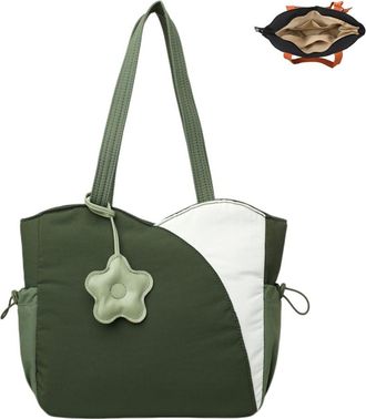 Generic Puffer Tote Crossbody Bag for Women Color-block Shoulder Work Handbags with Zipper for Daily Travel Teacher Nurse Purses Gift, Green