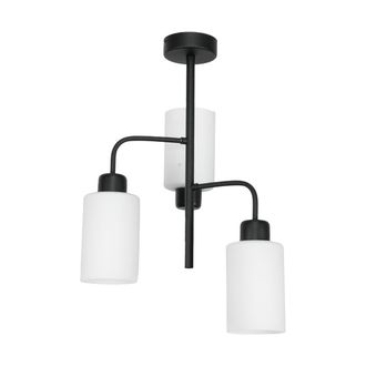 OEM L&aacute;mpara De Techo Colgante Cl&aacute;sica Negra Con Pantalla De Cristal Blanco 15-440 Pablik