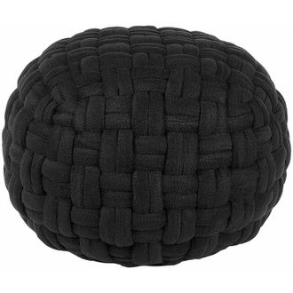 Beliani Beliani - Pouf Cotone nero Intrecciato a Mano Interno in eps 45 x 35 cm Hopa