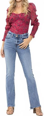 Judy Blue High Waist Double Button Bootcut Jeans In Medium Blue