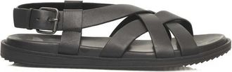 Cerruti Zwarte leren herensandaal - Heren - Sandalen - Zwart - 45 EU - Schoenen
