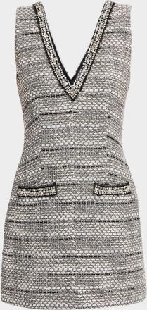 Veronica Beard Odele Jeweled Tweed Mini Dress