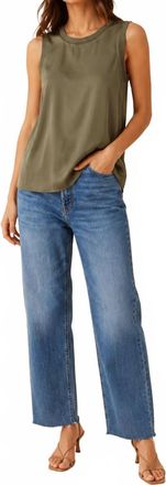 Go Silk Ruched Silk Tank Top In Green