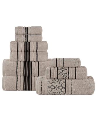 Superior Sadie Zero Twist Cotton Jacquard Floral Absorbent 9Pc Assorted Towel Set