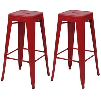 Hhg Non Utilizzato] Set 2x Sgabelli Bistrot Design Industriale Hhg 799 Metallo Verniciato Rosso