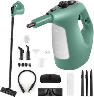 Costway Costway - 1500w Pulitore A Vapore Portatile, Macchina A Vapore Con Serbatoio DAcqua Da 400 Ml Blocco Per Bambini E Kit Di Accessori Da 14 Pezzi, 33x13