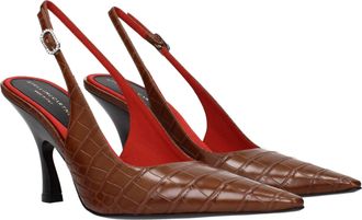 Stella McCartney Womens Crocodile-Embossed Eco Leather Slingback Heel Brown